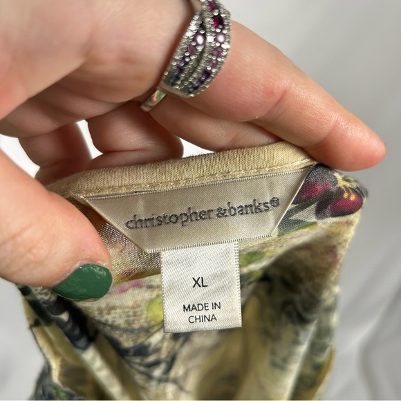 Christopher & Banks Tan Multicolor 3/4 Sleeve Blouse Size XL - Picture 6 of 6